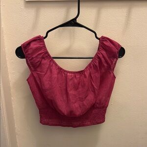 Sparkly Y2K Boho Fuchsia Sparkly Peasant Crop Top